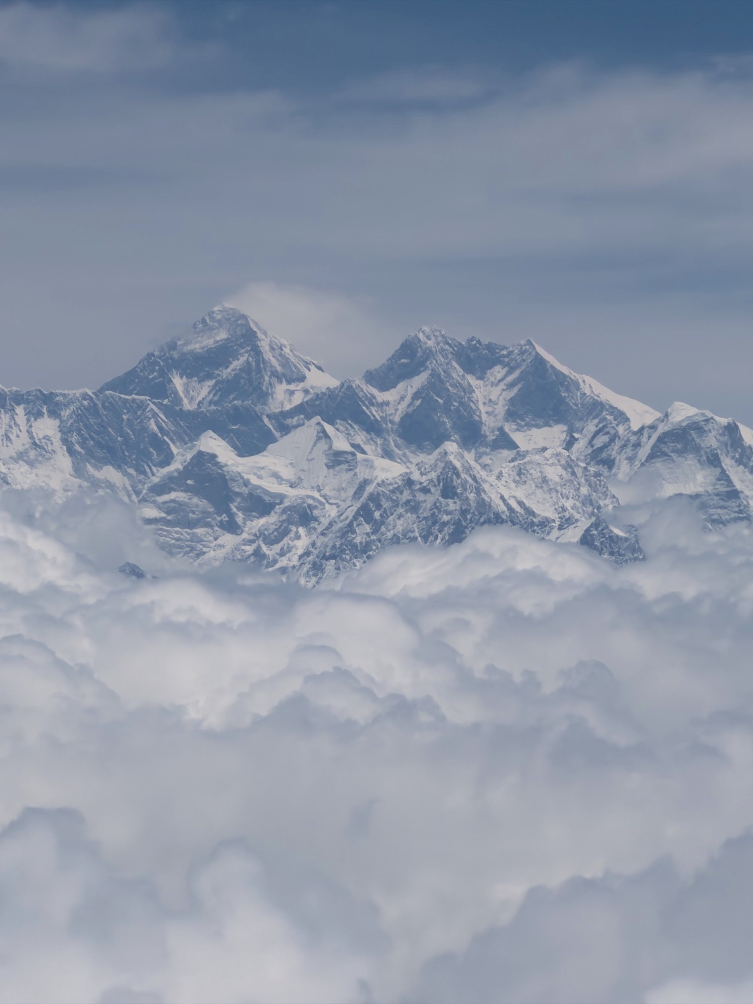 A distant Himalayan mountain view above the valley